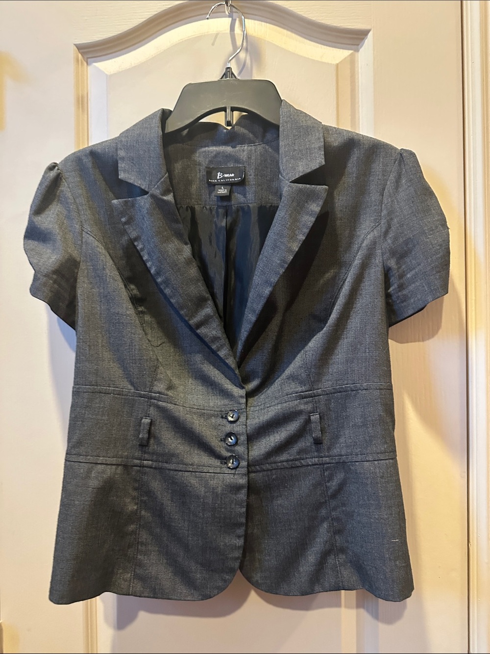 Byer California Gray Short-Sleeve Tailored Blazer